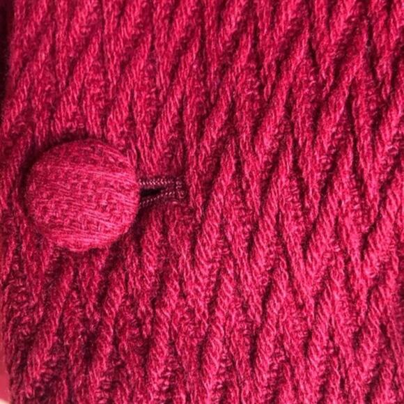 Carolina Herrera double breasted woven textured red wool blend coat sz M - Picture 7 of 9